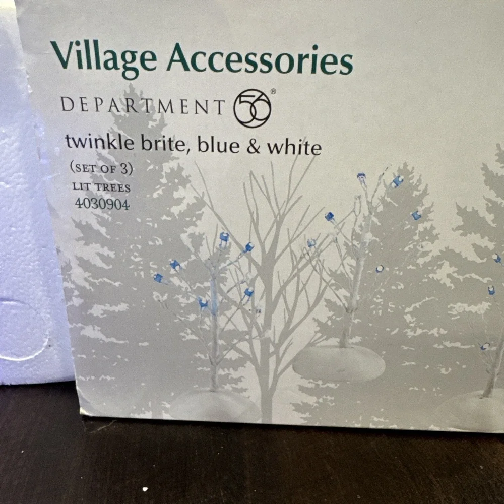 Dept. 56 Twinkle Brite Lit Trees set‎ Of 3, Blue & White, 4030904